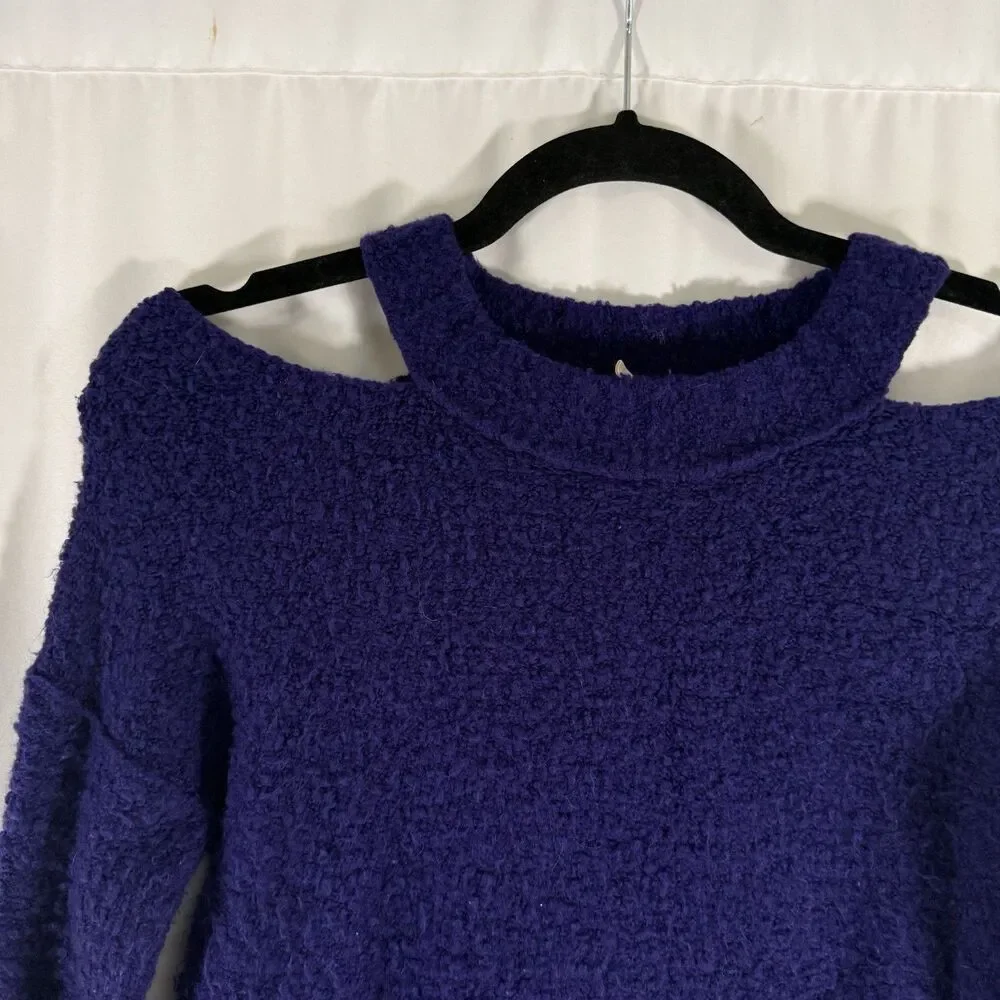 Moth Anthropologie Sweater Women's XXSP Petite Purple Cold Shoulder Wool Blend